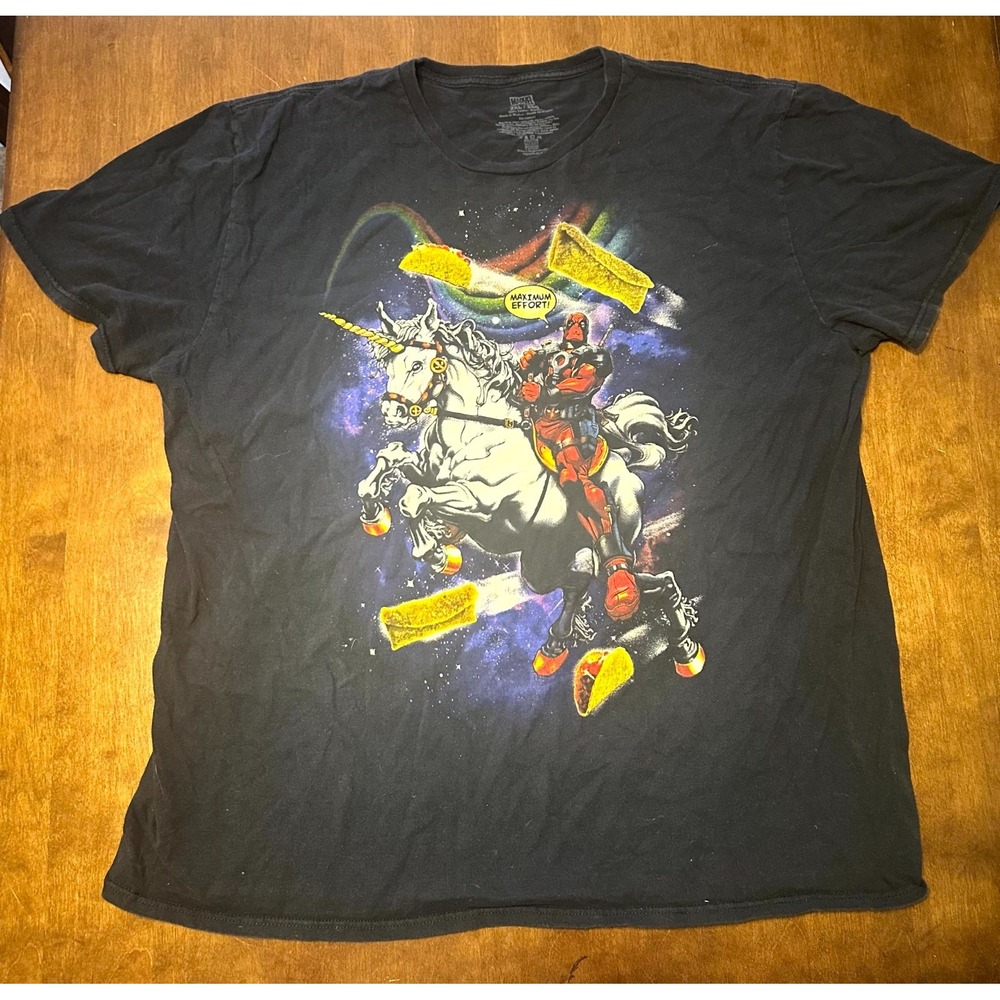 Marvel Deadpool Maximum Effort T-Shirt Mens 2XL Black Graphic Print Short Sleeve